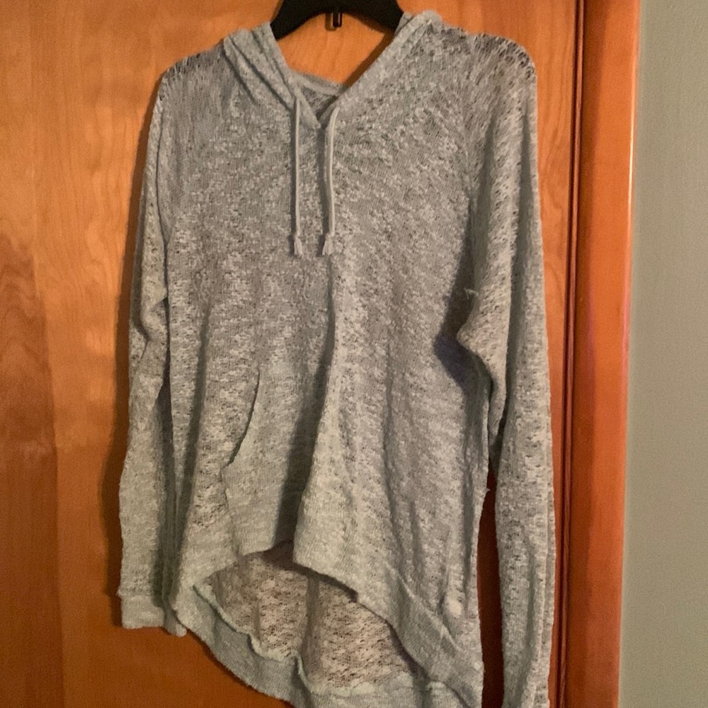Blue sweater knit hoodie